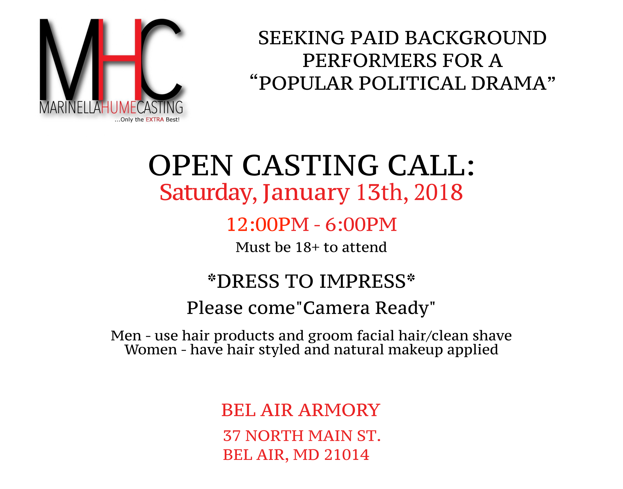 Casting call-January 13 2018