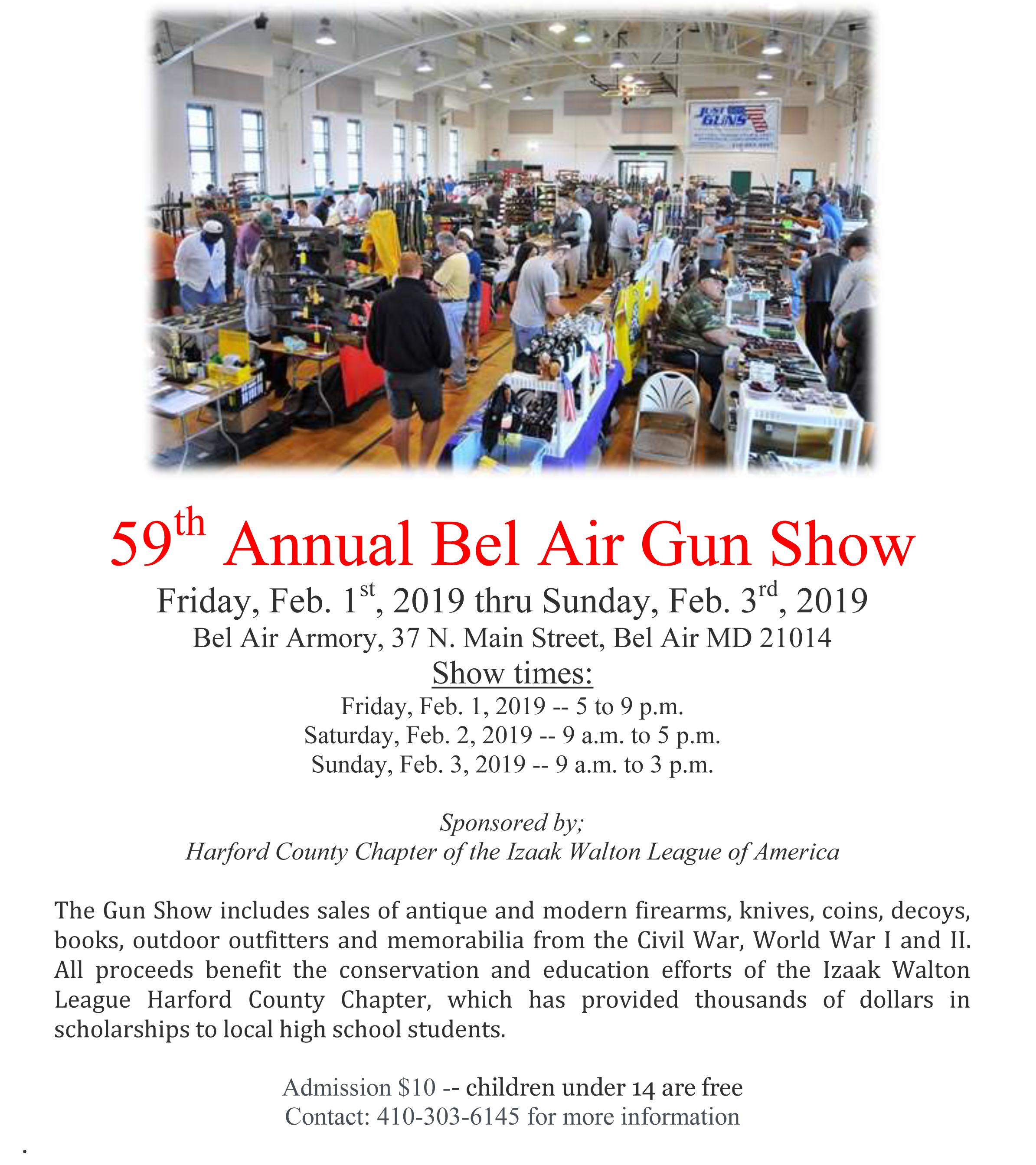 The 59th Annual Bel Air Gun Show flyer (Feb. 1-3, 2019)