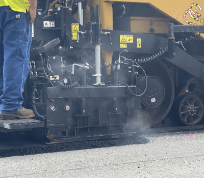 Photo of asphalt being laid on Hickory Avenue in Bel Air, Maryland