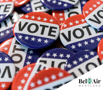 Photo of round election vote buttons